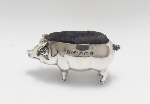 FINE SILVER 'PIG' PIN CUSHION BIRMINGHAM 1905 - ADDITIONAL PHOTO 1