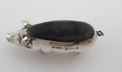 FINE SILVER 'PIG' PIN CUSHION BIRMINGHAM 1905 - ADDITIONAL PHOTO 2