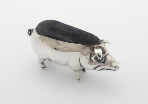 FINE SILVER 'PIG' PIN CUSHION BIRMINGHAM 1905 - ADDITIONAL PHOTO 4