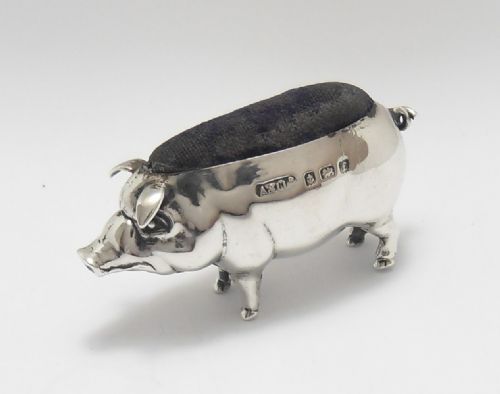 FINE SILVER 'PIG' PIN CUSHION BIRMINGHAM 1905 - ADDITIONAL PHOTO 7