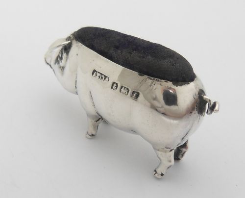 FINE SILVER 'PIG' PIN CUSHION BIRMINGHAM 1905 - ADDITIONAL PHOTO 8
