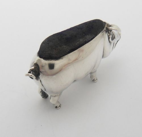 FINE SILVER 'PIG' PIN CUSHION BIRMINGHAM 1905 - ADDITIONAL PHOTO 9