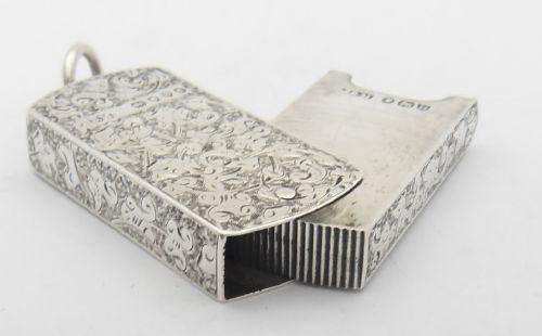 SAMPSON MORDAN RARE VICTORIAN SILVER VESTA CASE LONDON 1883 - ADDITIONAL PHOTO 10