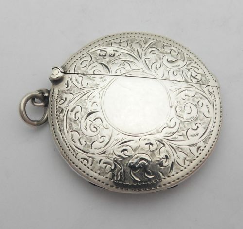 unusual circular silver vesta case chester 1903 by wm neale - CATEGORY: ANTIQUE SILVER - DATED EDWARDIAN