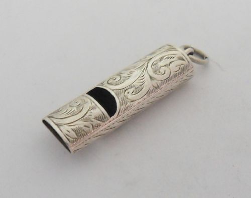 RARE EDWARDIAN SILVER FOB WHISTLE BIRMINGHAM 1905 - ADDITIONAL PHOTO 1
