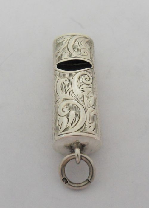 RARE EDWARDIAN SILVER FOB WHISTLE BIRMINGHAM 1905 - ADDITIONAL PHOTO 3