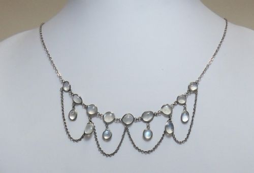 beautiful edwardian festoon moonstone necklace - CATEGORY: ANTIQUE JEWELLERY - DATED EDWARDIAN