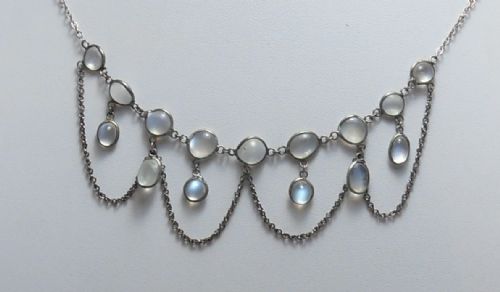 BEAUTIFUL EDWARDIAN FESTOON MOONSTONE NECKLACE - ADDITIONAL PHOTO 2