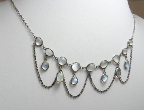 BEAUTIFUL EDWARDIAN FESTOON MOONSTONE NECKLACE - ADDITIONAL PHOTO 6