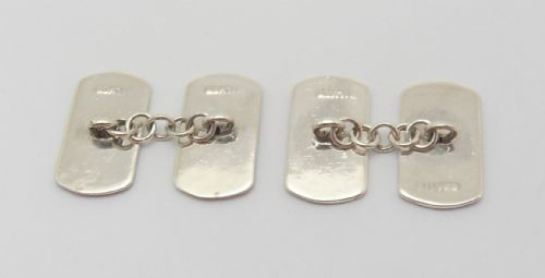 ART DECO SILVER BLUE WHITE ENAMELLED CUFFLINKS - ADDITIONAL PHOTO 2