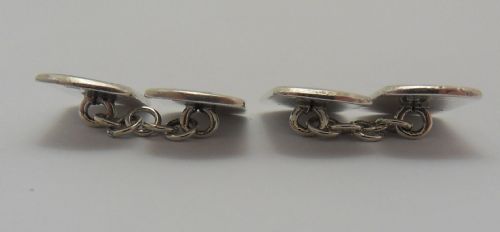 ART DECO SILVER BLUE WHITE ENAMELLED CUFFLINKS - ADDITIONAL PHOTO 6