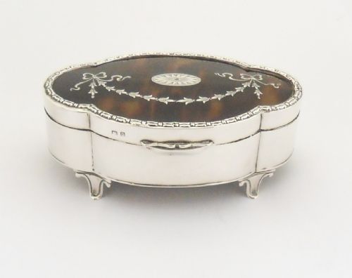 MAPPIN WEBB SILVER PIQUE TORTOISESHELL BOX BIRMINGHAM 1912 - ADDITIONAL PHOTO 2