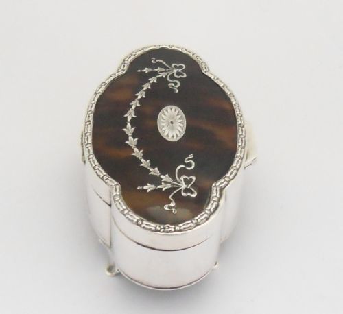 MAPPIN WEBB SILVER PIQUE TORTOISESHELL BOX BIRMINGHAM 1912 - ADDITIONAL PHOTO 3