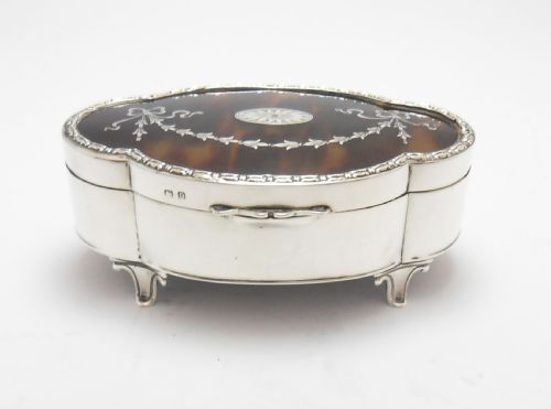 MAPPIN WEBB SILVER PIQUE TORTOISESHELL BOX BIRMINGHAM 1912 - ADDITIONAL PHOTO 4