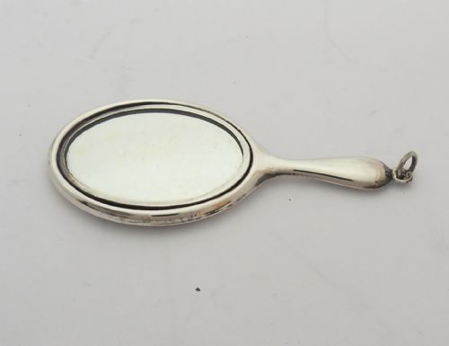 FINE SILVER CHATELAINE HAND MIRROR BIRMINGHAM 1919 - ADDITIONAL PHOTO 2