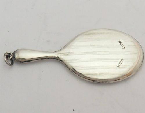 FINE SILVER CHATELAINE HAND MIRROR BIRMINGHAM 1919 - ADDITIONAL PHOTO 3