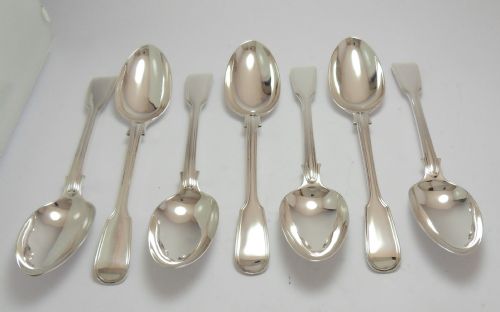 VICTORIAN SET OF 7 SILVER DESSERT SPOONS LONDON 1877 - ADDITIONAL PHOTO 1