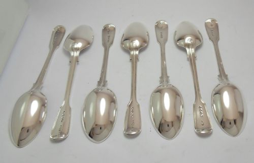 VICTORIAN SET OF 7 SILVER DESSERT SPOONS LONDON 1877 - ADDITIONAL PHOTO 2