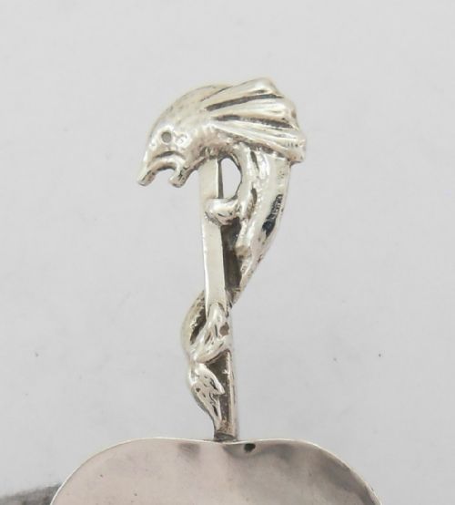 RARE SEA SERPENT ARTS CRAFTS SILVER CADDY SPOON - ADDITIONAL PHOTO 2