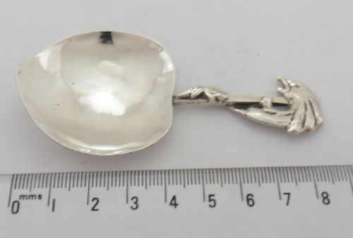 RARE SEA SERPENT ARTS CRAFTS SILVER CADDY SPOON - ADDITIONAL PHOTO 3
