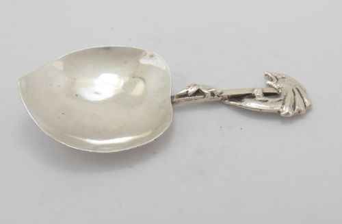 RARE SEA SERPENT ARTS CRAFTS SILVER CADDY SPOON - ADDITIONAL PHOTO 4