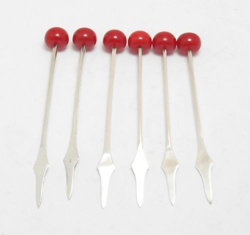 CASED SET OF BAKELITE SILVER COCKTAIL STICKS SHEFFIELD 1937 - ADDITIONAL PHOTO 1