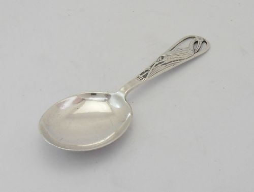 silver stork child's christening spoon glasgow 1930 - CATEGORY: ANTIQUE SILVER - DATED 1930