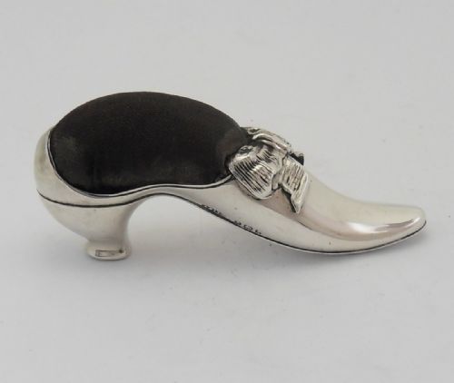 RARE 'SHOE' LARGE SILVER PIN CUSHION BIRMINGHAM 1906 - ADDITIONAL PHOTO 3