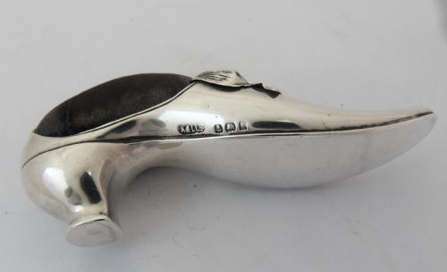 RARE 'SHOE' LARGE SILVER PIN CUSHION BIRMINGHAM 1906 - ADDITIONAL PHOTO 7