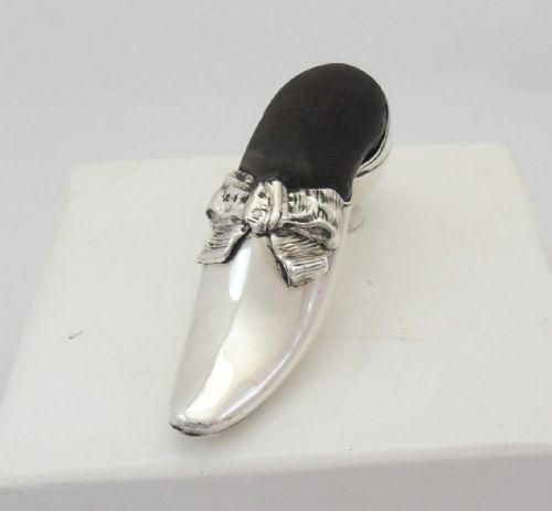 RARE 'SHOE' LARGE SILVER PIN CUSHION BIRMINGHAM 1906 - ADDITIONAL PHOTO 8