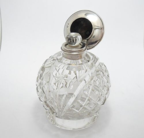 PRETTY CUT GLASS SILVER SCENT BOTTLE BIRMINGHAM 1915 - ADDITIONAL PHOTO 1