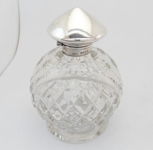 PRETTY CUT GLASS SILVER SCENT BOTTLE BIRMINGHAM 1915 - ADDITIONAL PHOTO 4