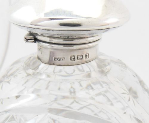 PRETTY CUT GLASS SILVER SCENT BOTTLE BIRMINGHAM 1915 - ADDITIONAL PHOTO 5