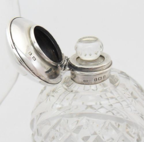 PRETTY CUT GLASS SILVER SCENT BOTTLE BIRMINGHAM 1915 - ADDITIONAL PHOTO 6