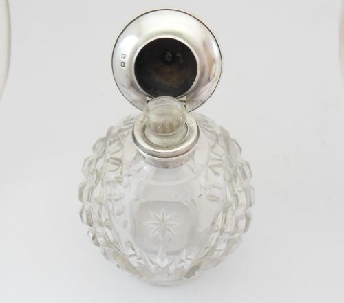 PRETTY CUT GLASS SILVER SCENT BOTTLE BIRMINGHAM 1915 - ADDITIONAL PHOTO 7