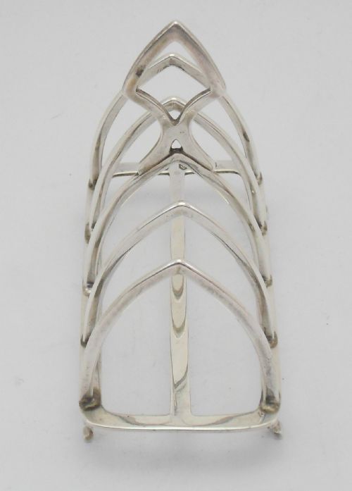 FINE SCOTTISH SILVER GOTHIC TOAST RACK EDINBURGH 1900 - ADDITIONAL PHOTO 7