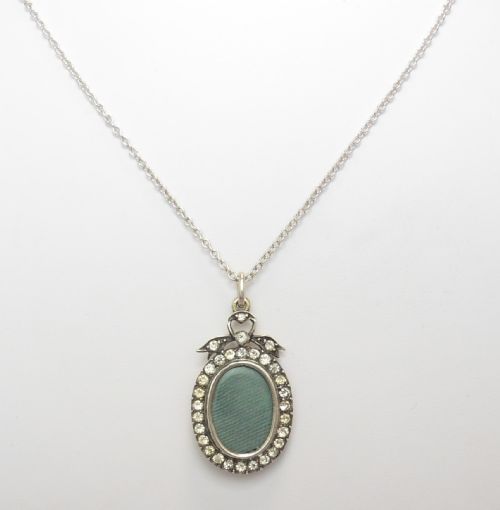 BEAUTIFUL EDWARDIAN PASTE SET SILVER LOCKET AND CHAIN - ADDITIONAL PHOTO 3