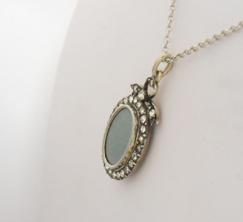 BEAUTIFUL EDWARDIAN PASTE SET SILVER LOCKET AND CHAIN - ADDITIONAL PHOTO 5