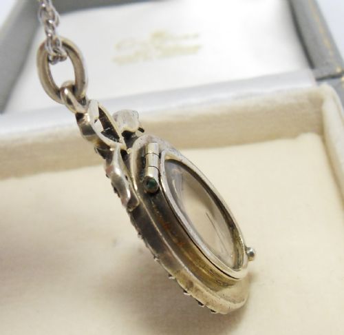 BEAUTIFUL EDWARDIAN PASTE SET SILVER LOCKET AND CHAIN - ADDITIONAL PHOTO 6