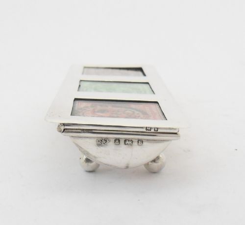 RARE EDWARDIAN SILVER TRIPLE STAMP CASE BIRMINGHAM 1901 - ADDITIONAL PHOTO 3