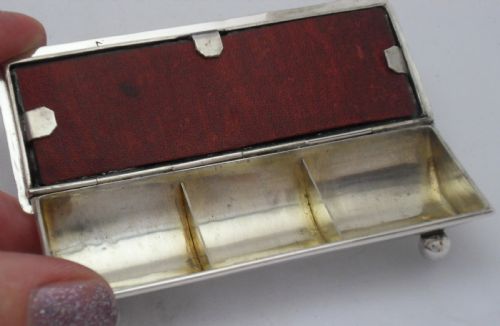 RARE EDWARDIAN SILVER TRIPLE STAMP CASE BIRMINGHAM 1901 - ADDITIONAL PHOTO 7