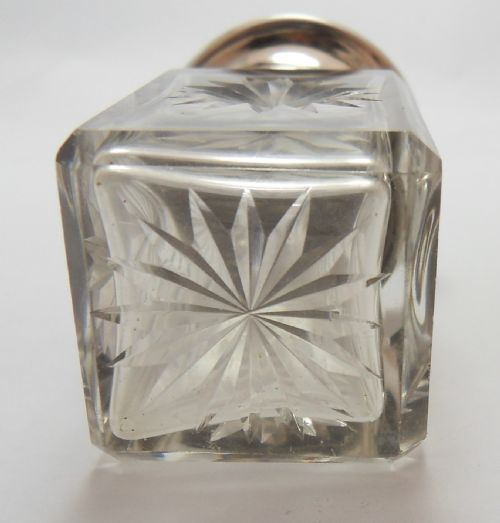 CUT GLASS SILVER TOPPED BLUE ENAMEL SCENT BOTTLE LONDON 1929 - ADDITIONAL PHOTO 4