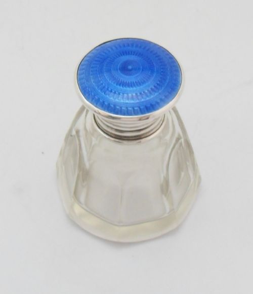 ENAMELLED SILVER TOPPED GLASS SCENT BOTTLE BIRMINGHAM 1925 - ADDITIONAL PHOTO 1