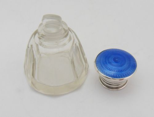 ENAMELLED SILVER TOPPED GLASS SCENT BOTTLE BIRMINGHAM 1925 - ADDITIONAL PHOTO 3