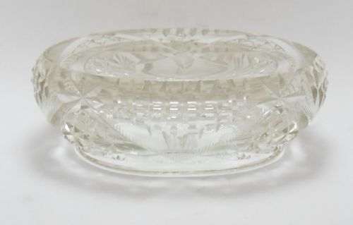 CUT GLASS SILVER TOPPED TRINKET BOX BIRMINGHAM 1921 - ADDITIONAL PHOTO 4