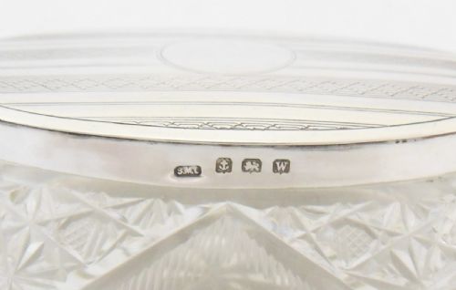 CUT GLASS SILVER TOPPED TRINKET BOX BIRMINGHAM 1921 - ADDITIONAL PHOTO 7