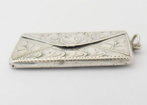 RARE SILVER DOUBLE ENVELOPE FORM STAMP CASE CHESTER C1914 - ADDITIONAL PHOTO 1