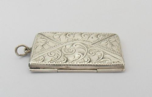 RARE SILVER DOUBLE ENVELOPE FORM STAMP CASE CHESTER C1914 - ADDITIONAL PHOTO 4