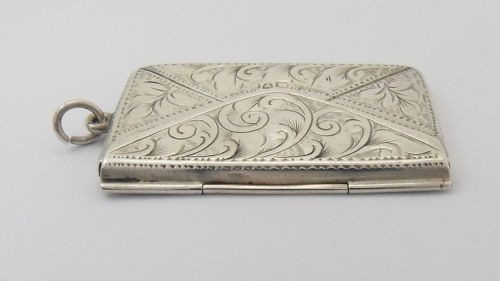 RARE SILVER DOUBLE ENVELOPE FORM STAMP CASE CHESTER C1914 - ADDITIONAL PHOTO 5