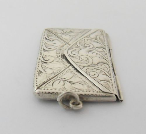 RARE SILVER DOUBLE ENVELOPE FORM STAMP CASE CHESTER C1914 - ADDITIONAL PHOTO 6